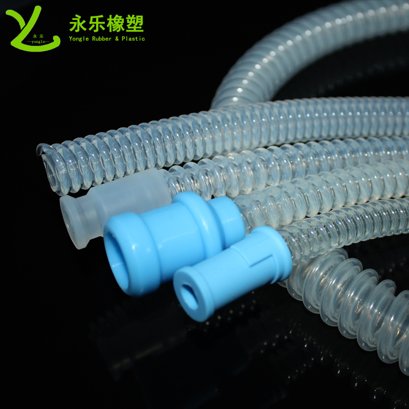 呼吸機硅膠波紋管，透明硅膠波紋管，擠出波紋硅膠管